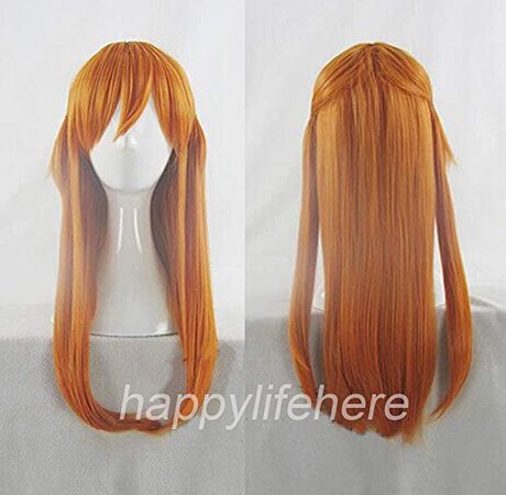Amazon.com: Happylifehere Japanese Anime Bright Orange Long Cosplay Wig with Ponytail (60cm): Beauty