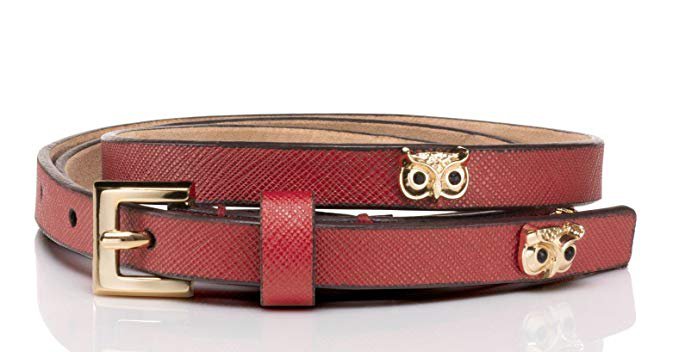 Amazon.com: kate spade new york Women's Saffiano Panel Owl Rivets Belt, Red (X-Large): Clothing