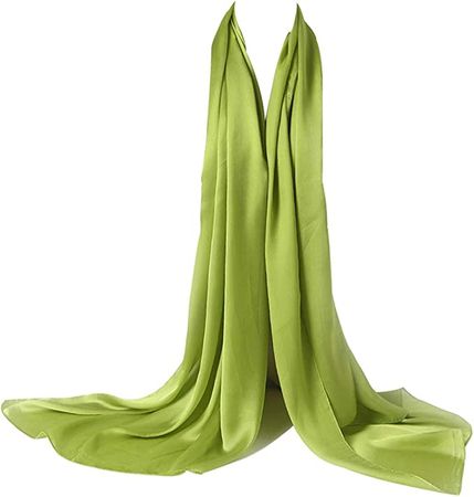 Bellonesc Silk Scarf 100% silk Long Lightweight Sunscreen Shawls for Women (apple green) at Amazon Women’s Clothing store