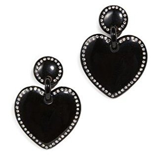 Lele Sadoughi Jeweled Stitched Heart Earrings
