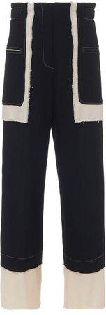 Aubrey Cropped Paneled Wool-Blend Straight-Leg Pants Size: