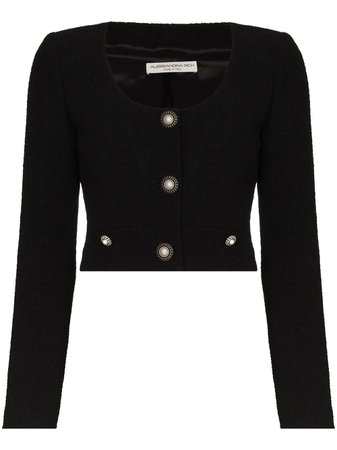 Alessandra Rich Cropped Scoop Neck Cardigan