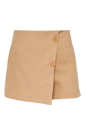 Camel Cord Detail Button Front Skorts | PrettyLittleThing CA