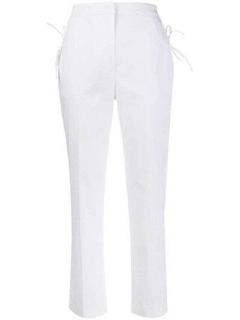 high-waisted tie-fastening trousers