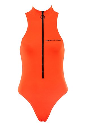 Orange Zip Front Turtleneck Swimsuit - Sale