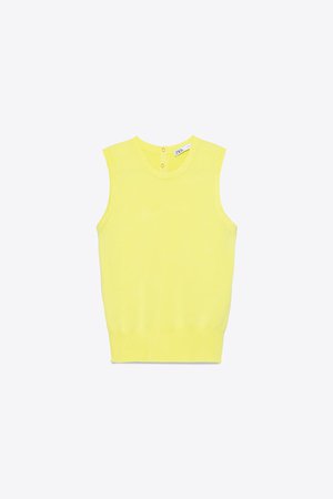 BUTTONED KNIT TOP | ZARA United States yellow