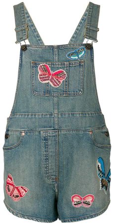 punk insect appliqué dungarees