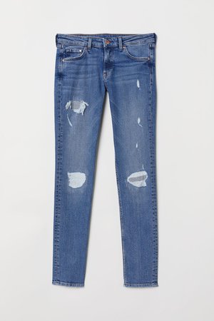 Skinny Low Jeans - Light denim blue/Trashed - Ladies | H&M US