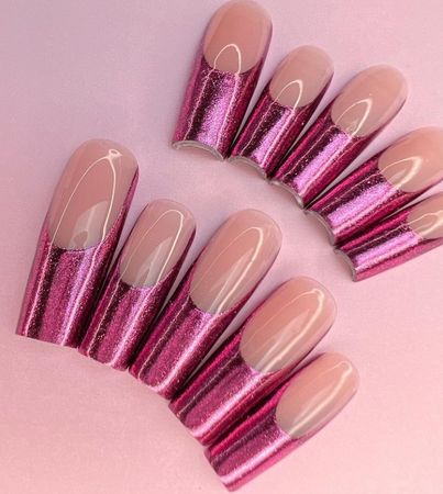 pink metallic nails