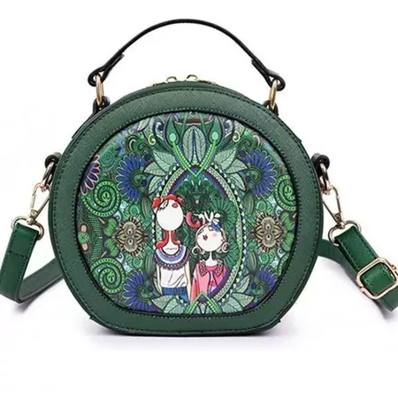 US$ 36.89 - PU Leather Green Crossbody Bag Forest Series Bucket Bag - www.lokeeda.com