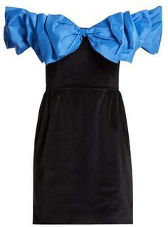 blue black dress bow