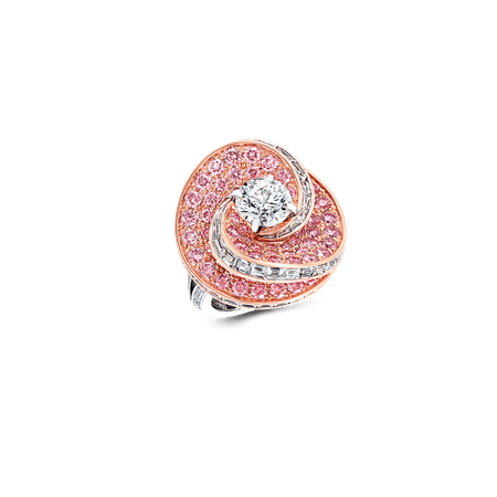 Swirl Twist Ring, Pink and White Diamond | Graff