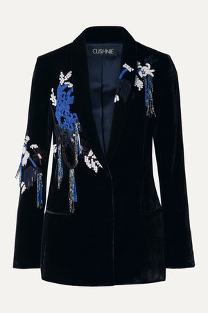 Cushnie | Embellished velvet blazer | NET-A-PORTER.COM