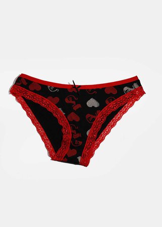 Heart & Cat Print Brief Panty- Black – Shop Miss A