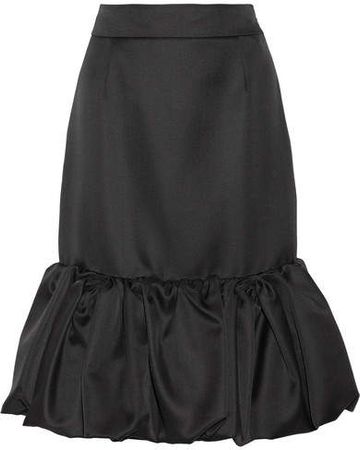 Wool And Silk-blend Duchesse-satin Skirt - Black