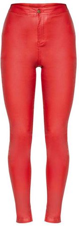 red leather jean pants
