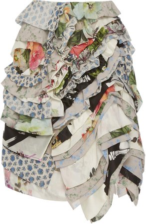 Preen by Thornton Bregazzi Teruki Floral-Print Crepe De Chine Skirt Si