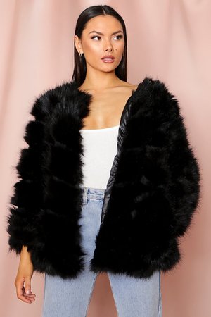 Faux Fur Panelled Coat | Misspap UK