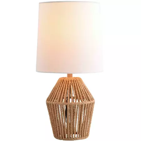 Mainstays Mini Rattan Table Lamp with Shade 12.75"H- Natural Color Finish and Boho Style - Walmart.com