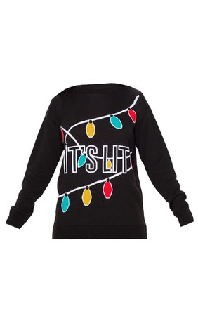 Black It'S Lit Christmas Jumper | Knitwear | PrettyLittleThing USA