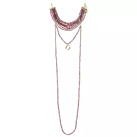 Christian Dior by John Galliano pink marble glass bead choker necklace, fw 1999 at 1stDibs