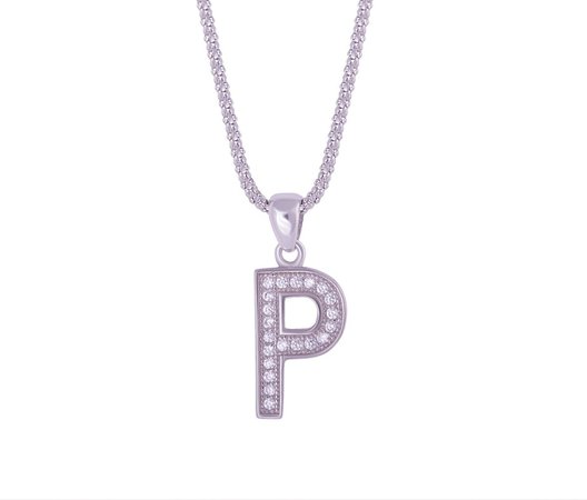 silver necklace letter p - Google Search