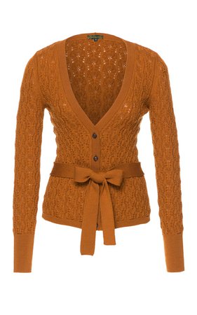 Bow-Embellished Crochet-Knit Wool Cardigan by Lena Hoschek | Moda Operandi
