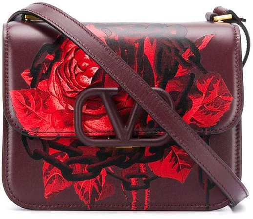 Garavani rose print VLOGO shoulder bag