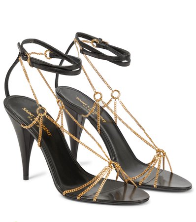 Saint Laurent, Cristal embellished leather sandals