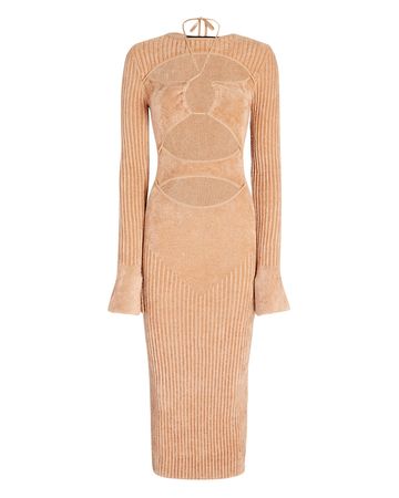 Andrea Adamo Cut-Out Midi Dress In Brown | INTERMIX®