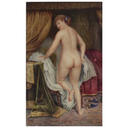 Watercolor painting Nude portrait in Boudoir Late 19th / early 20th : Amphora Art and Antiques | Ruby Lane