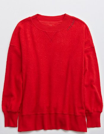 Aerie Cozy Good Vibes Oversized Sweatshirt red