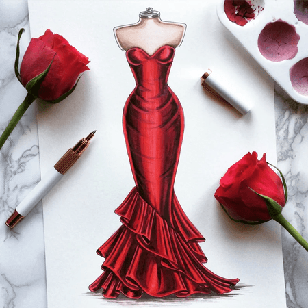 Custom Fashion Dress Illustration - Watercolour Illustration