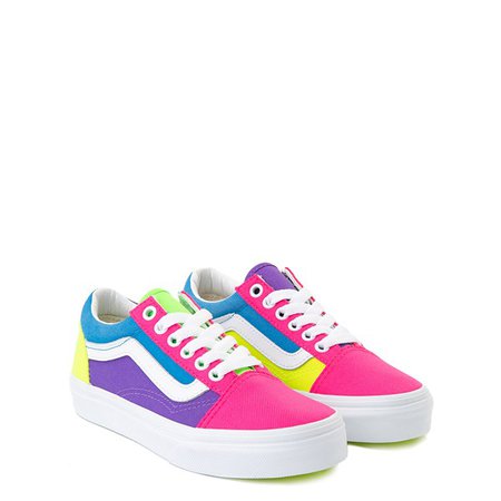 Vans Old Skool Neon Color-Block Skate Shoe - Little Kid - Pink / Purple / Yellow | Journeys