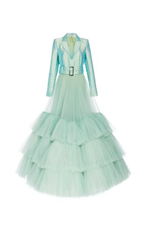 Belted Double-Layer Tulle Dress by Christian Siriano | Moda Operandi