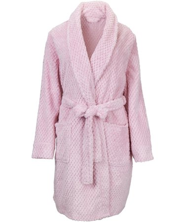 Long Sleeve Fleece Bath Robe Pink