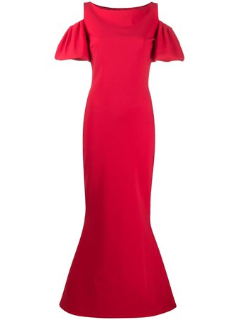 Le Petite Robe Di Chiara Boni Cut Out Shoulder Gown FARETTALONG000 Red | Farfetch
