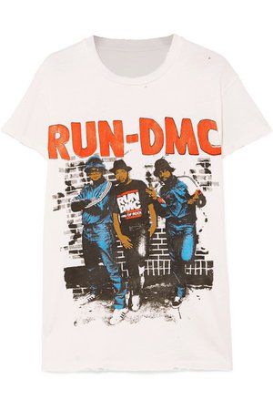 MadeWorn | Run-DMC distressed printed cotton-jersey T-shirt | NET-A-PORTER.COM