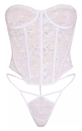 White Lace Boned Lingerie Corset | Lingerie | PrettyLittleThing AUS