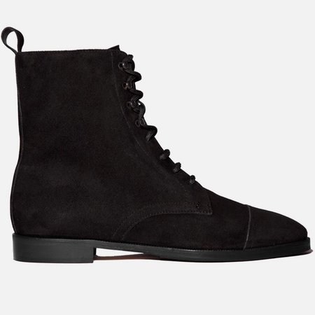 DERBY ANKLE LACED BOOTS BLACK SUEDE UPPER – CBMadeInItaly