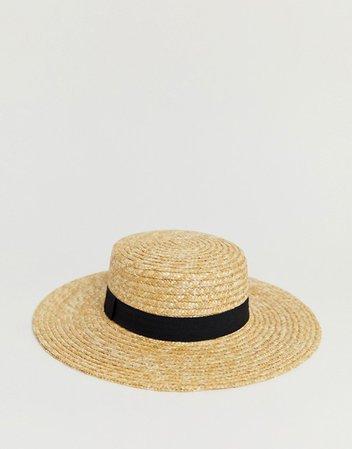 ASOS DESIGN natural straw easy boater with size adjuster | ASOS