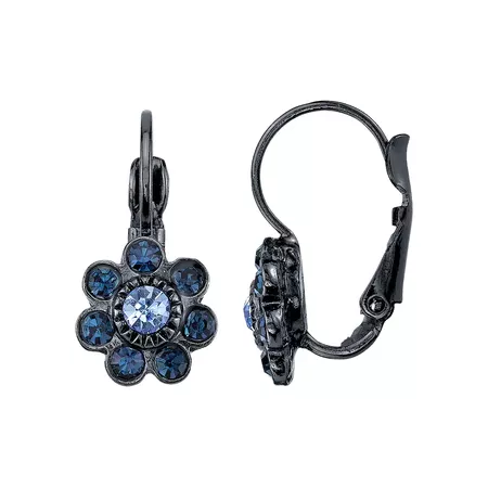 1928 Blue Flower Drop Earrings