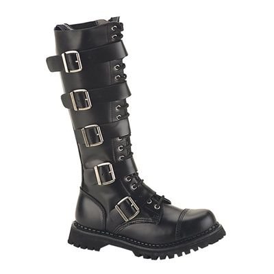 RIOT-20 Black Leather Combat Boots