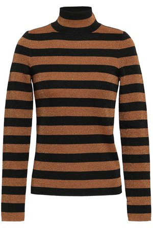 Bronze Metallic striped wool-blend turtleneck sweater | Sale up to 70% off | THE OUTNET | ALICE + OLIVIA | THE OUTNET