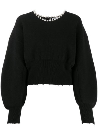 black Alexander Wang embellished long-sleeve jumper with Express Delivery - Farfetch