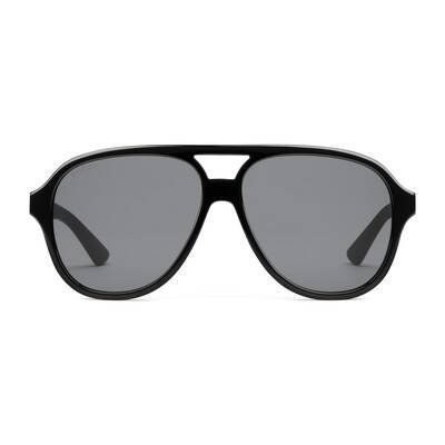 Black Aviator acetate and metal sunglasses | GUCCI® US