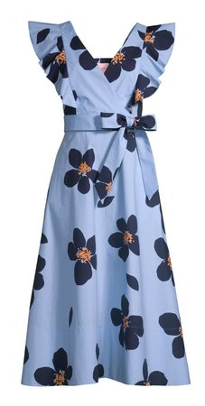 Kate Spade New York Blue Grand Flora Midi Dress