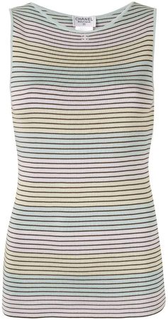 PRE-OWNED striped sleeveless top