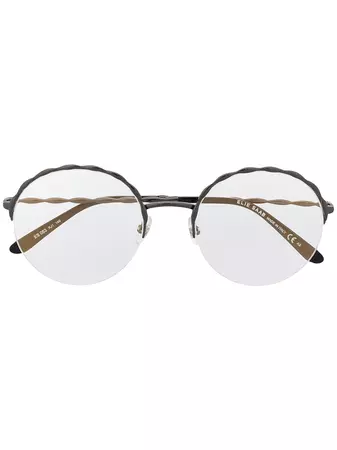 Shop Elie Saab wavy-detail round-frame glasses with Express Delivery