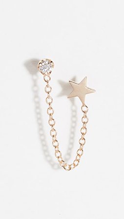 Zoe Chicco 14k Double Stud Earrings with Star & Diamond Chain | SHOPBOP | Surprise Sale Save Up To 40%